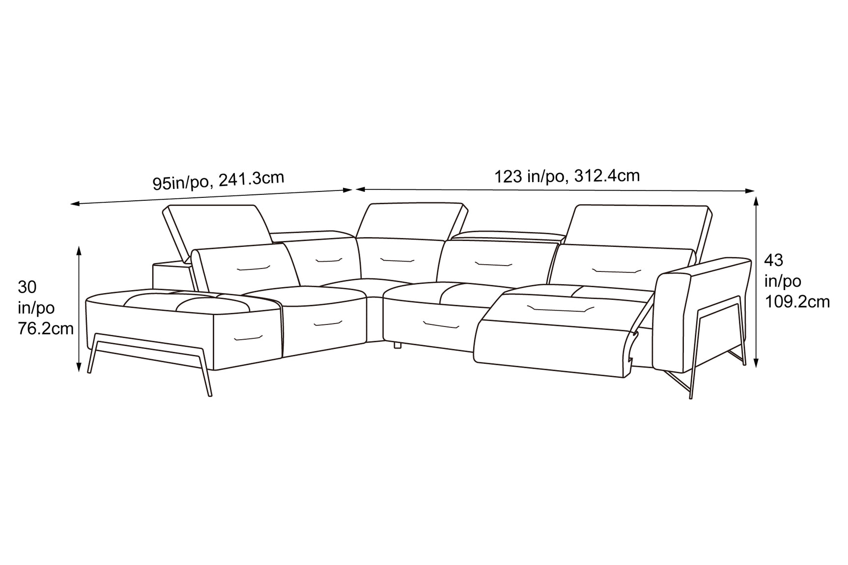 Ramona Leather Reclining Sectional Sofa