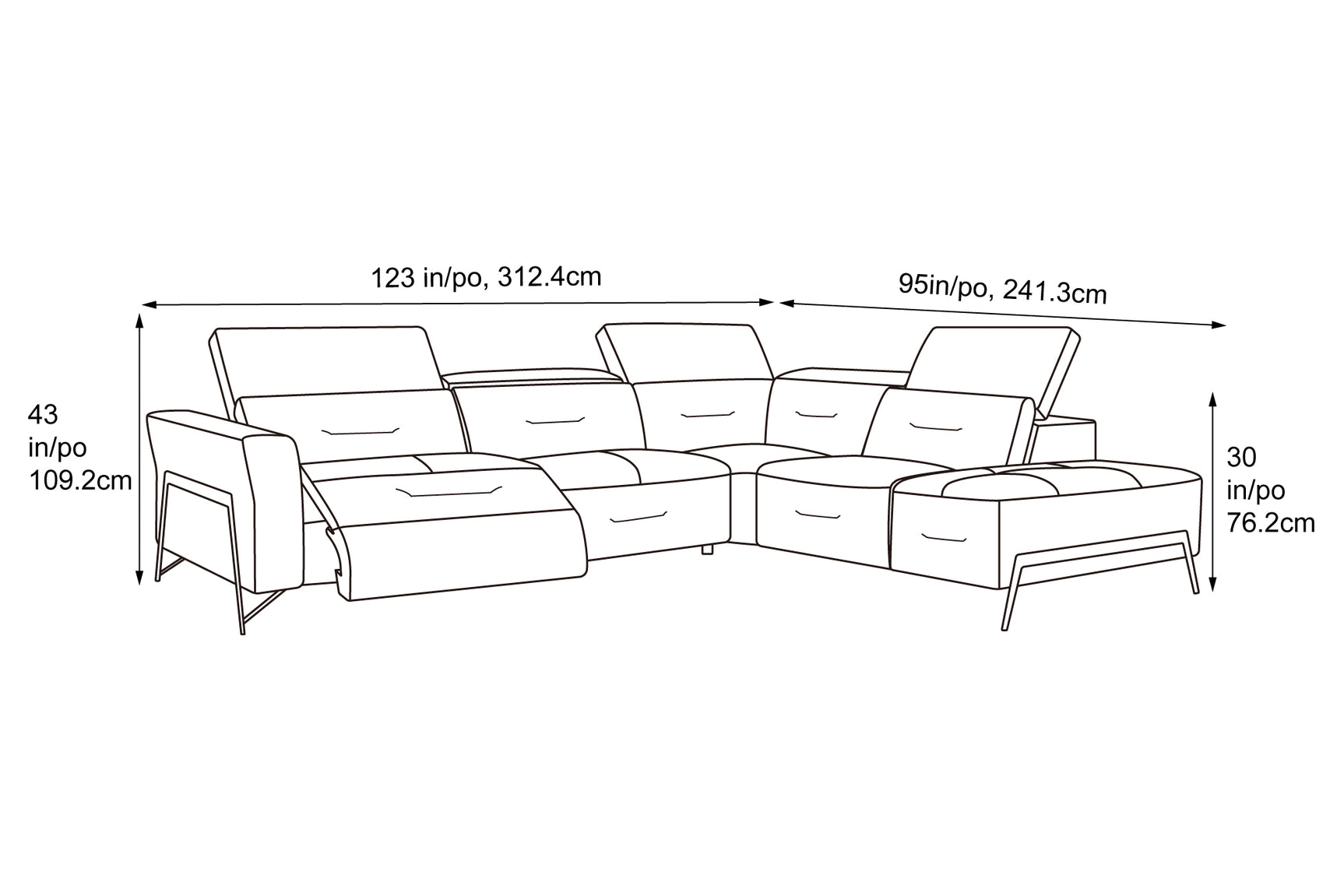 Ramona Leather Reclining Sectional Sofa