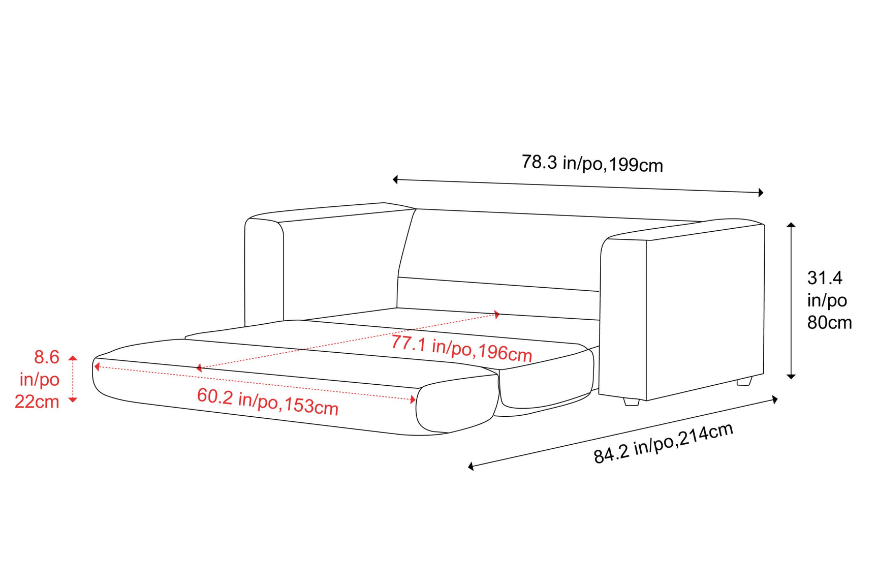Rosalinda Fabric Sofa Bed