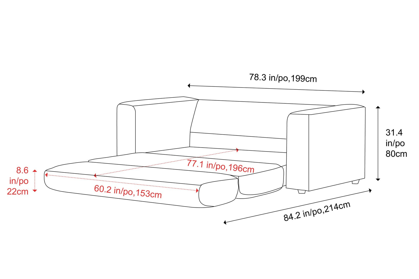 Rosalinda Fabric Sofa Bed