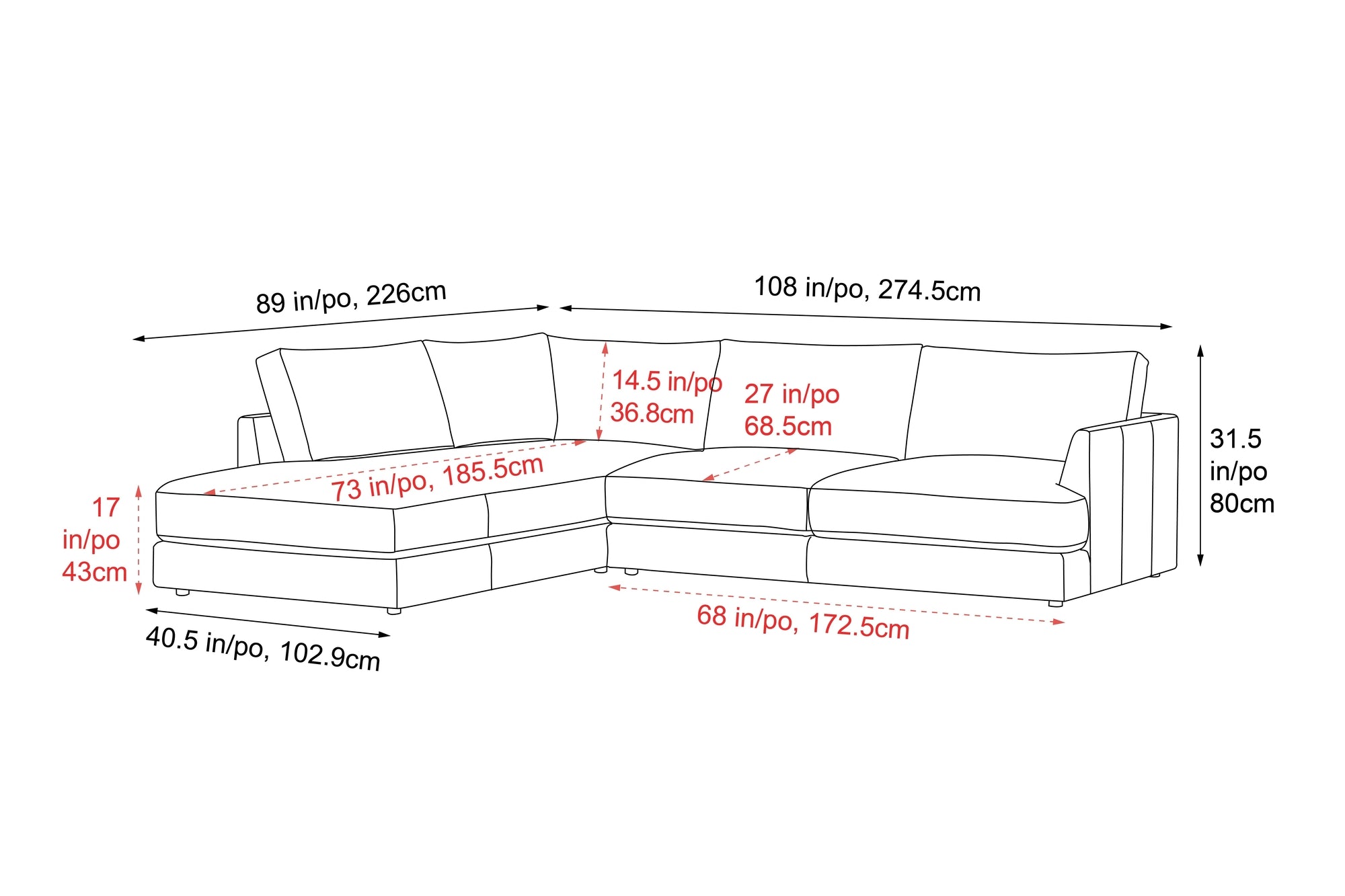 Serena Leather Sectional Sofa
