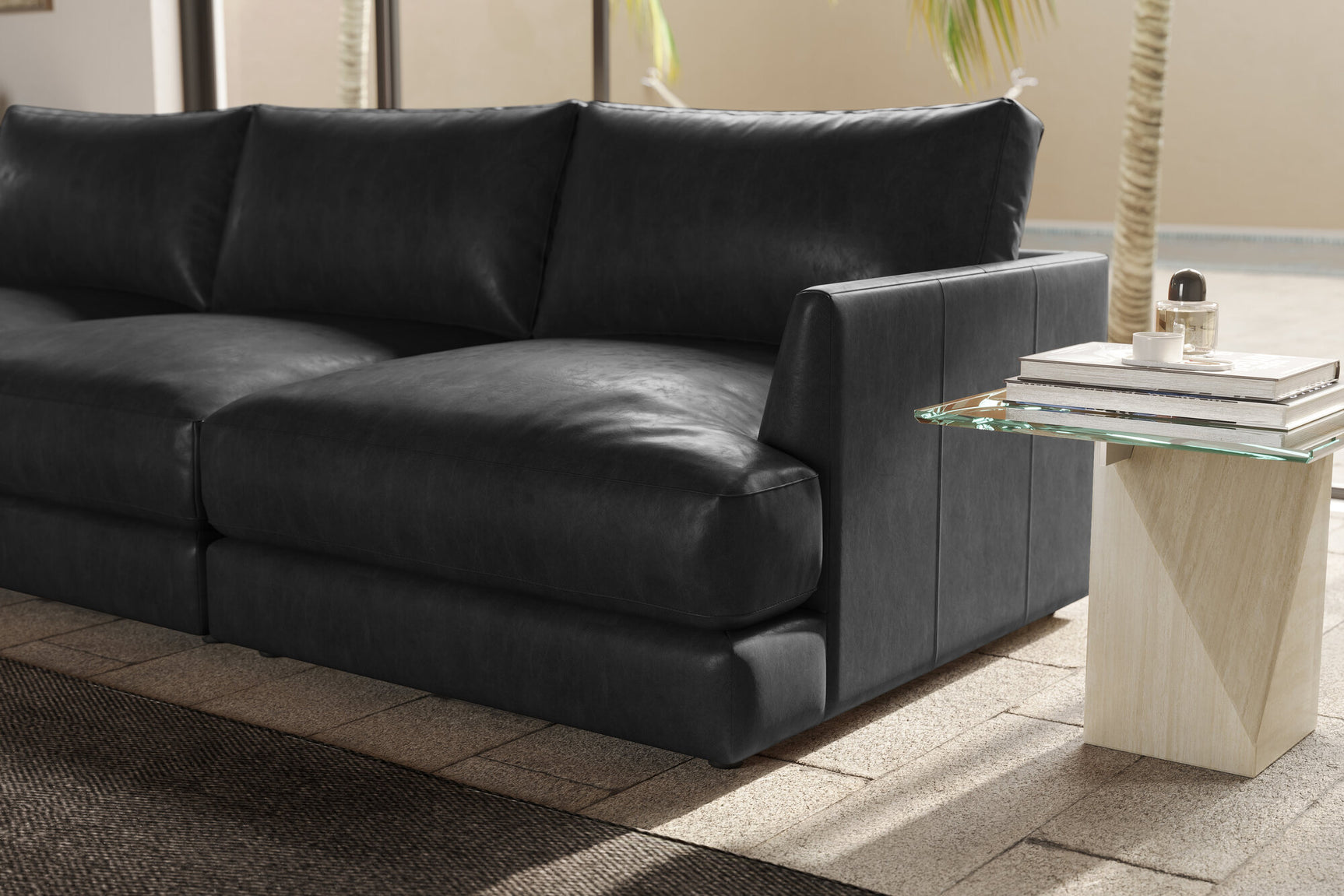 Serena Leather Corner Sectional Sofa