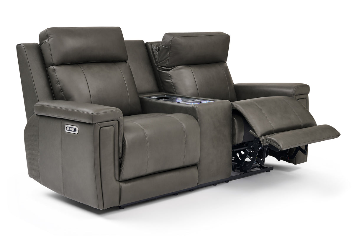 Sonora Leather Dual Recliner Sofa with Console