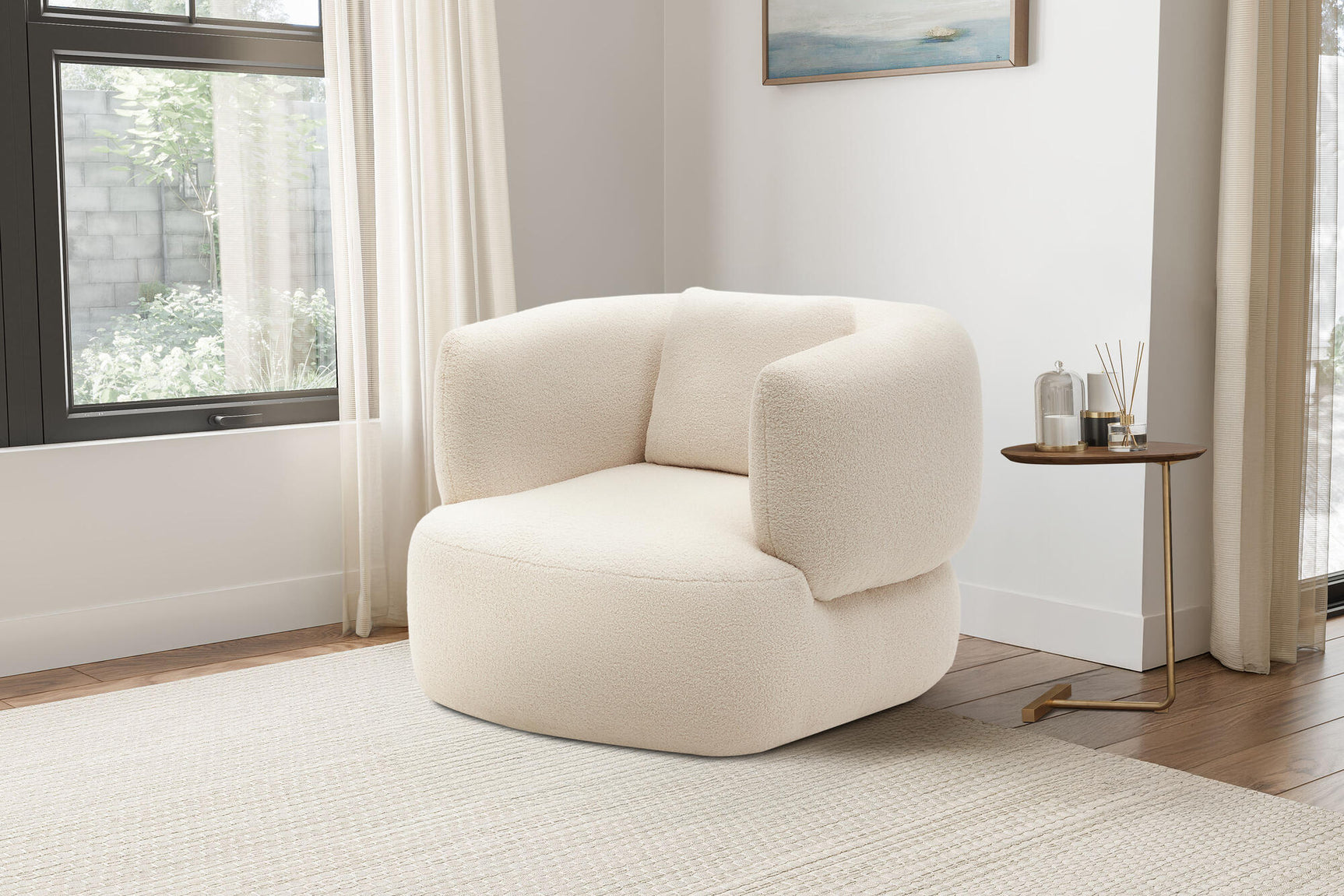 Tinsley Boucle Fabric Swivel Armchair