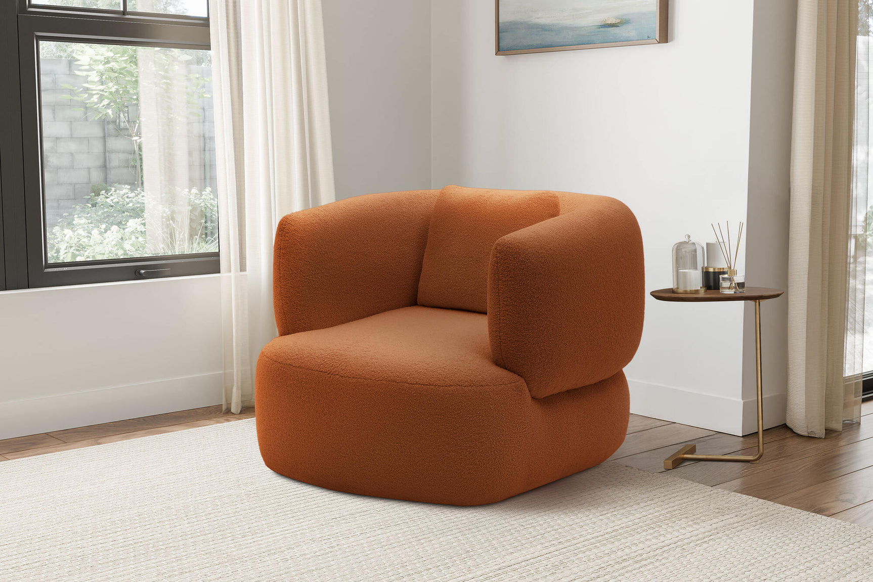 Tinsley Boucle Fabric Swivel Armchair