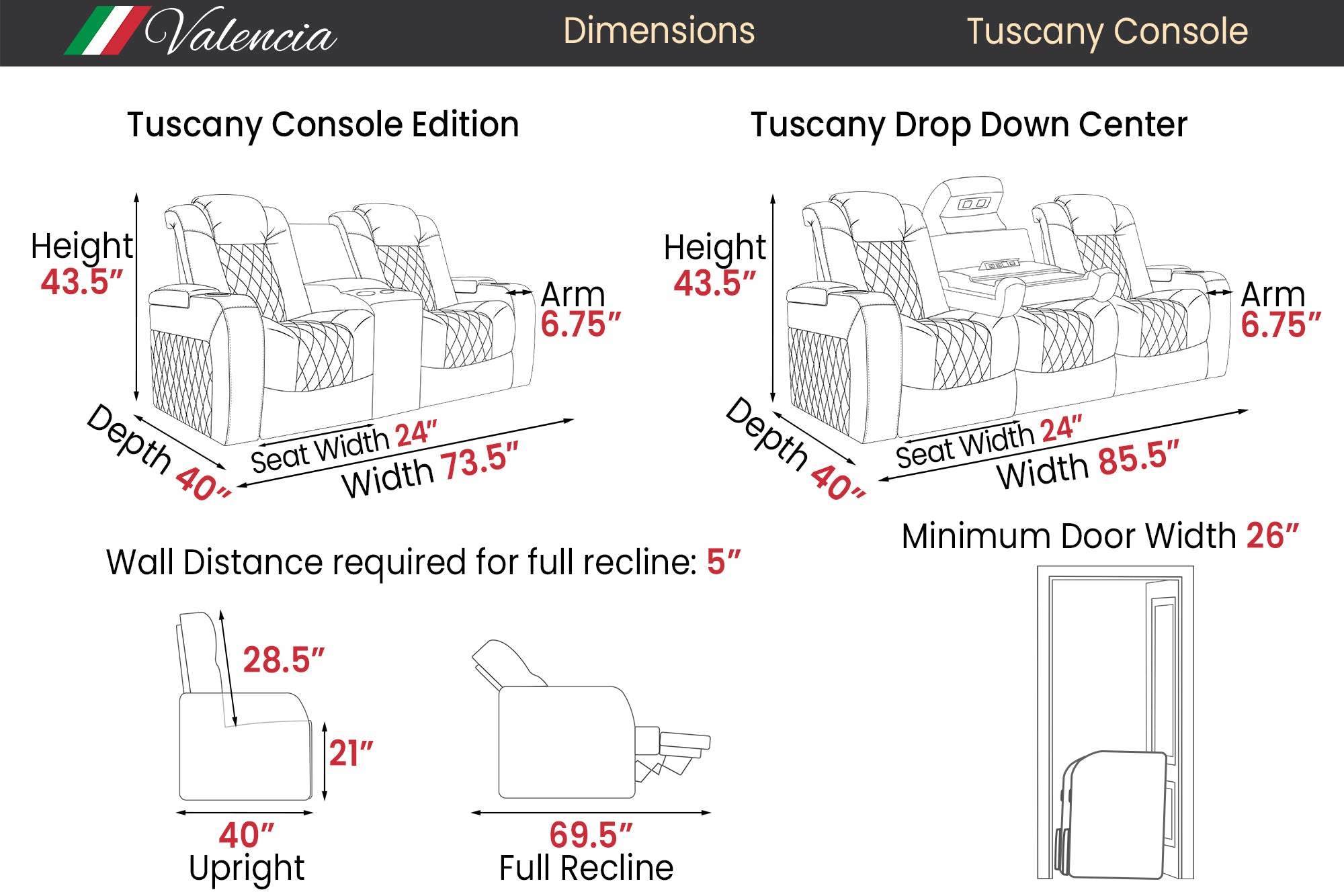 Tuscany Console Heat & Massage 2025