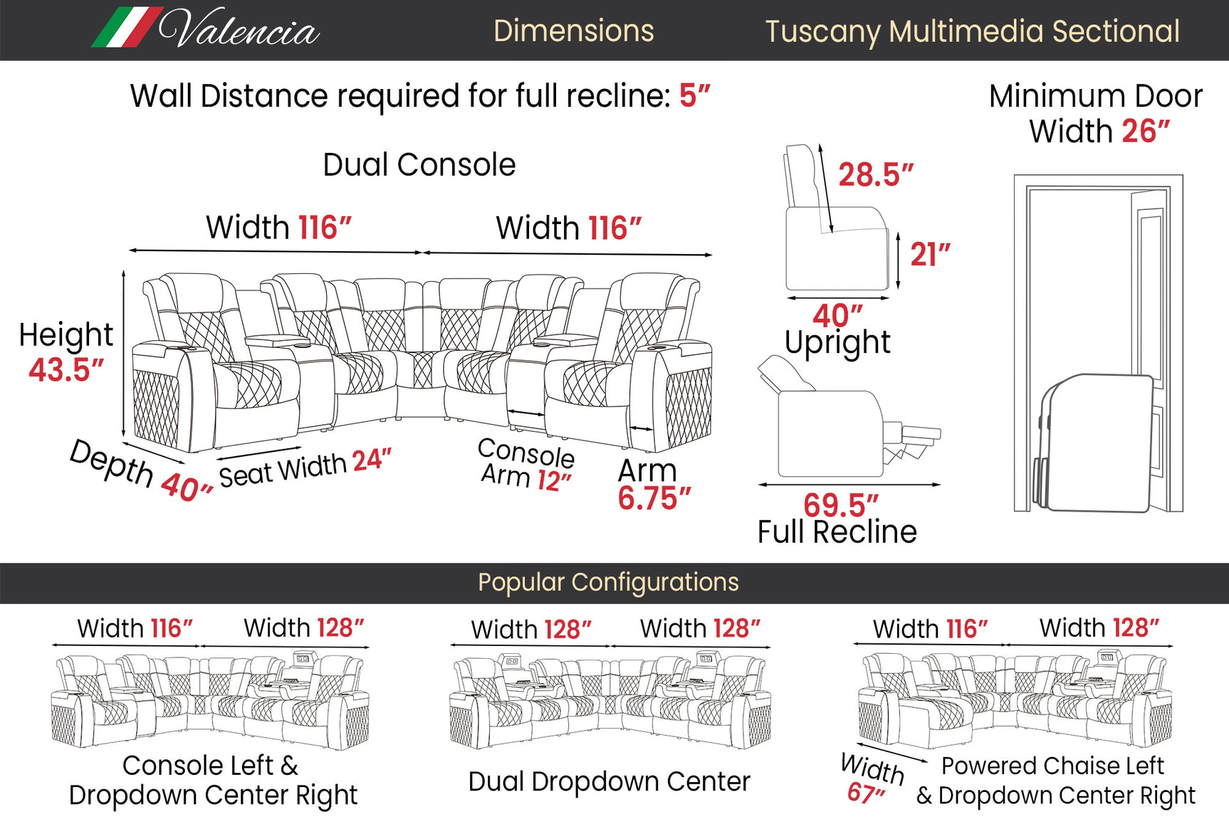 Tuscany Multimedia Sectional