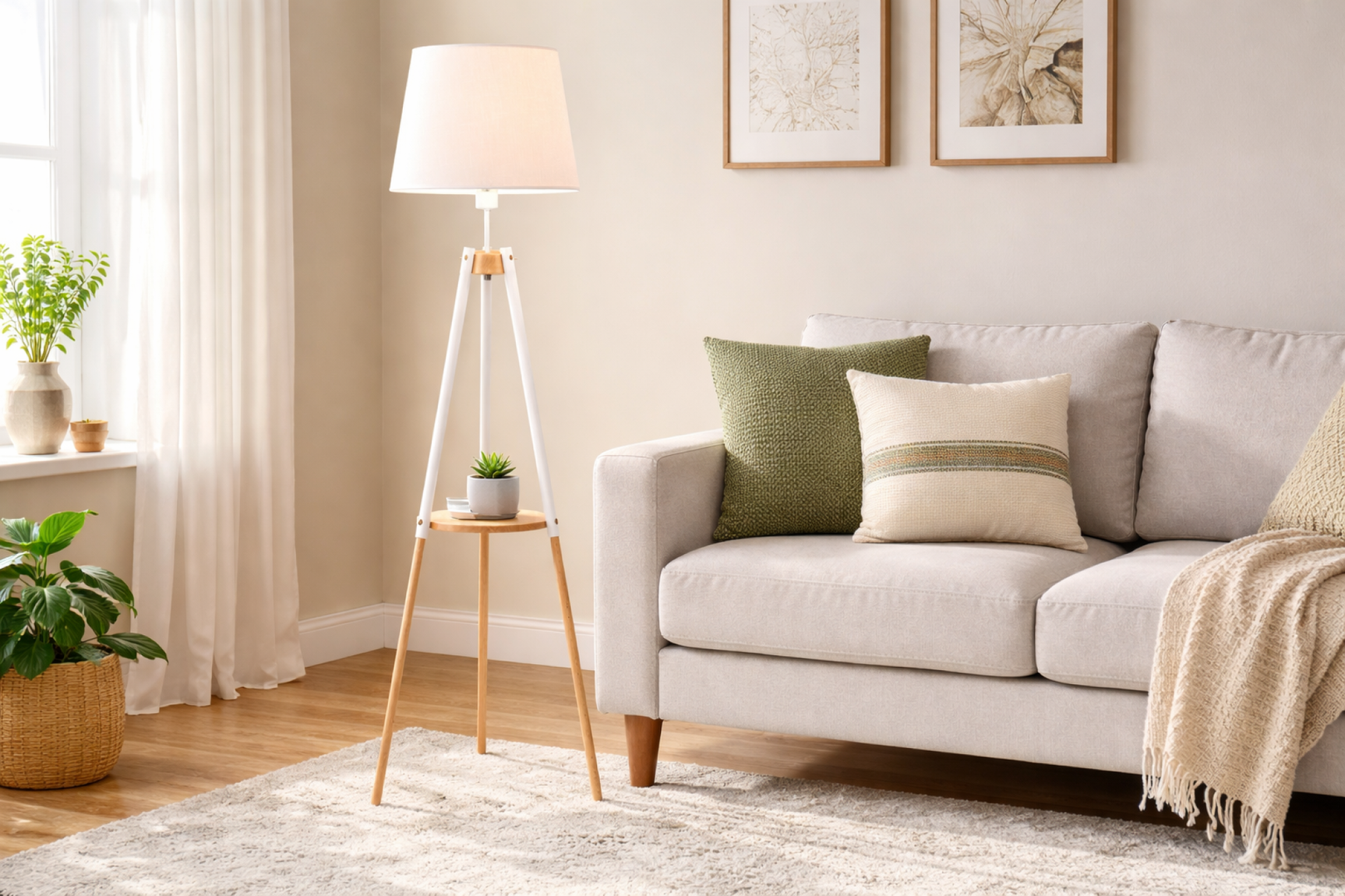 VAIO White Tray Table Floor Lamp