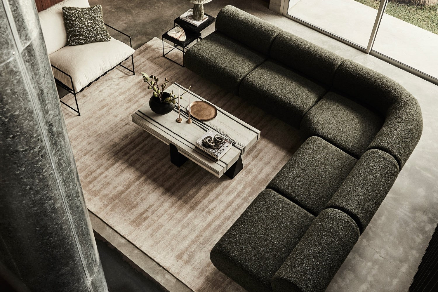 Christina Boucle Fabric Right Arm Sofa Module