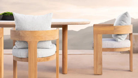 Leopold Teak & Stone Oval Outdoor Coffee Table