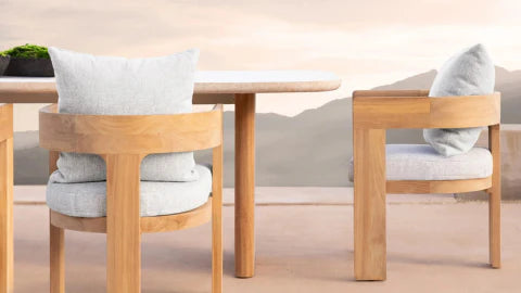 Leopold Teak & Stone Oval Outdoor Coffee Table