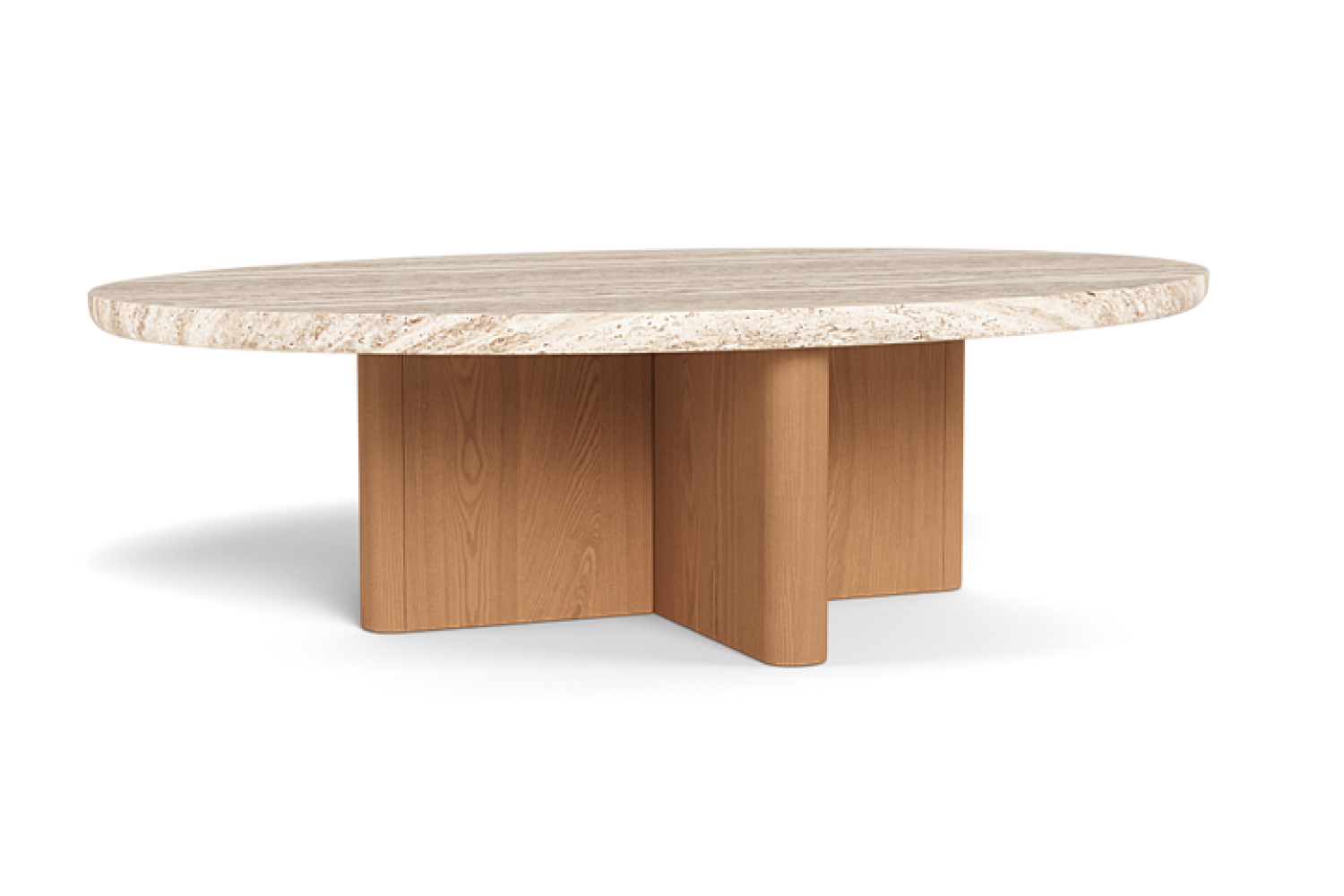 Leopold Teak & Stone Oval Outdoor Coffee Table