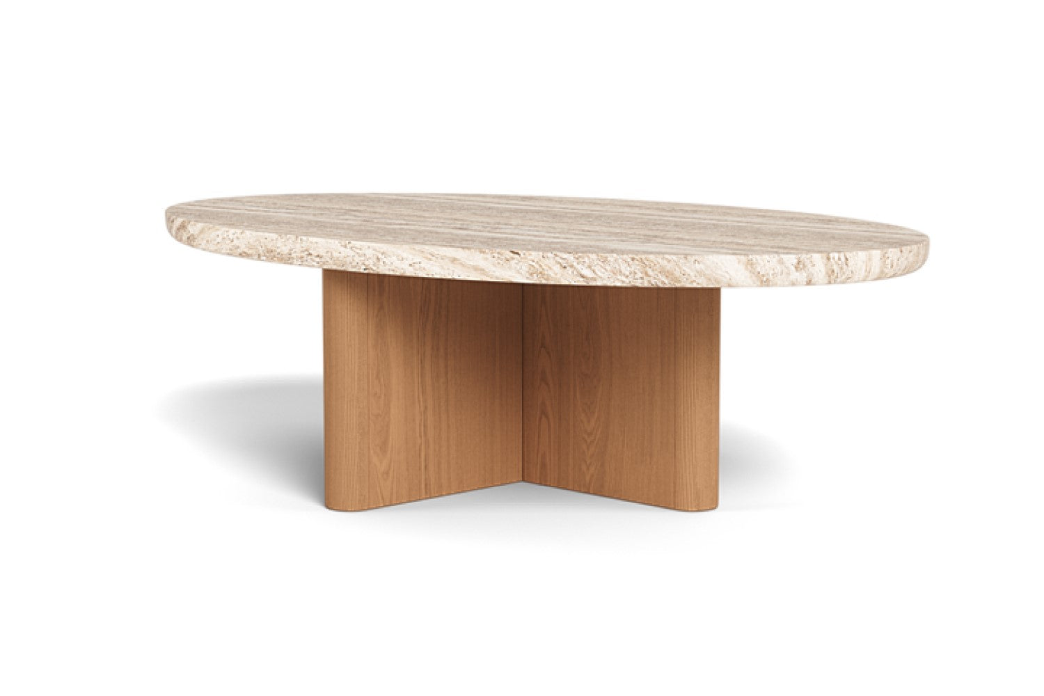 Leopold Teak & Stone Oval Outdoor Coffee Table