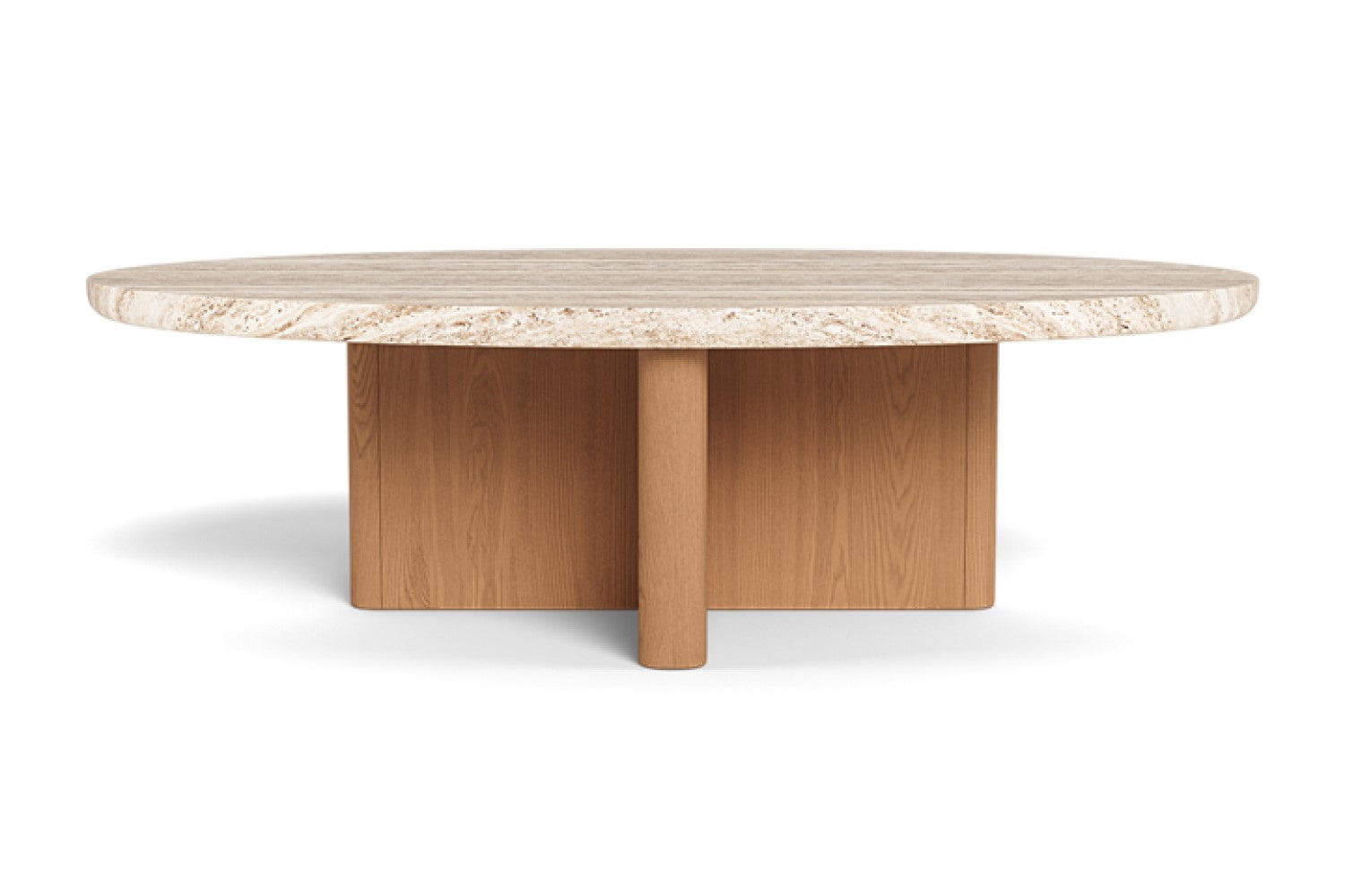 Leopold Teak & Stone Oval Outdoor Coffee Table