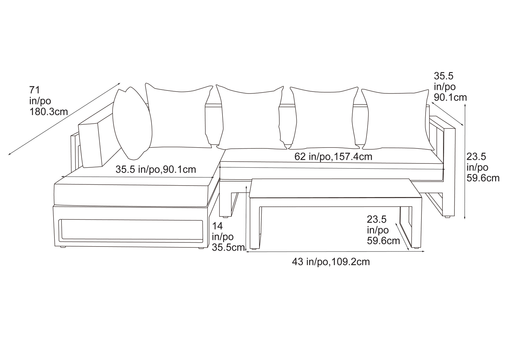 Mira 3-Piece Outdoor Sectional Set