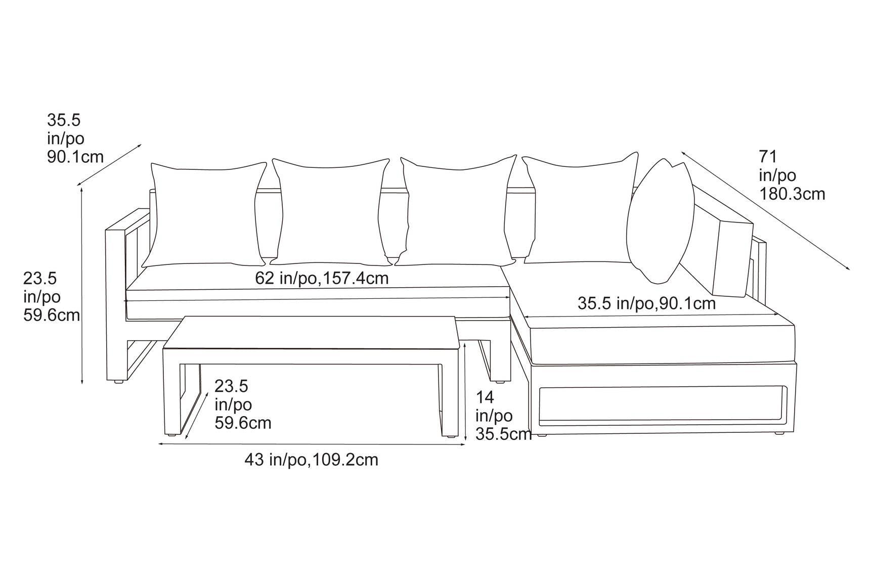 Mira 3-Piece Outdoor Sectional Set