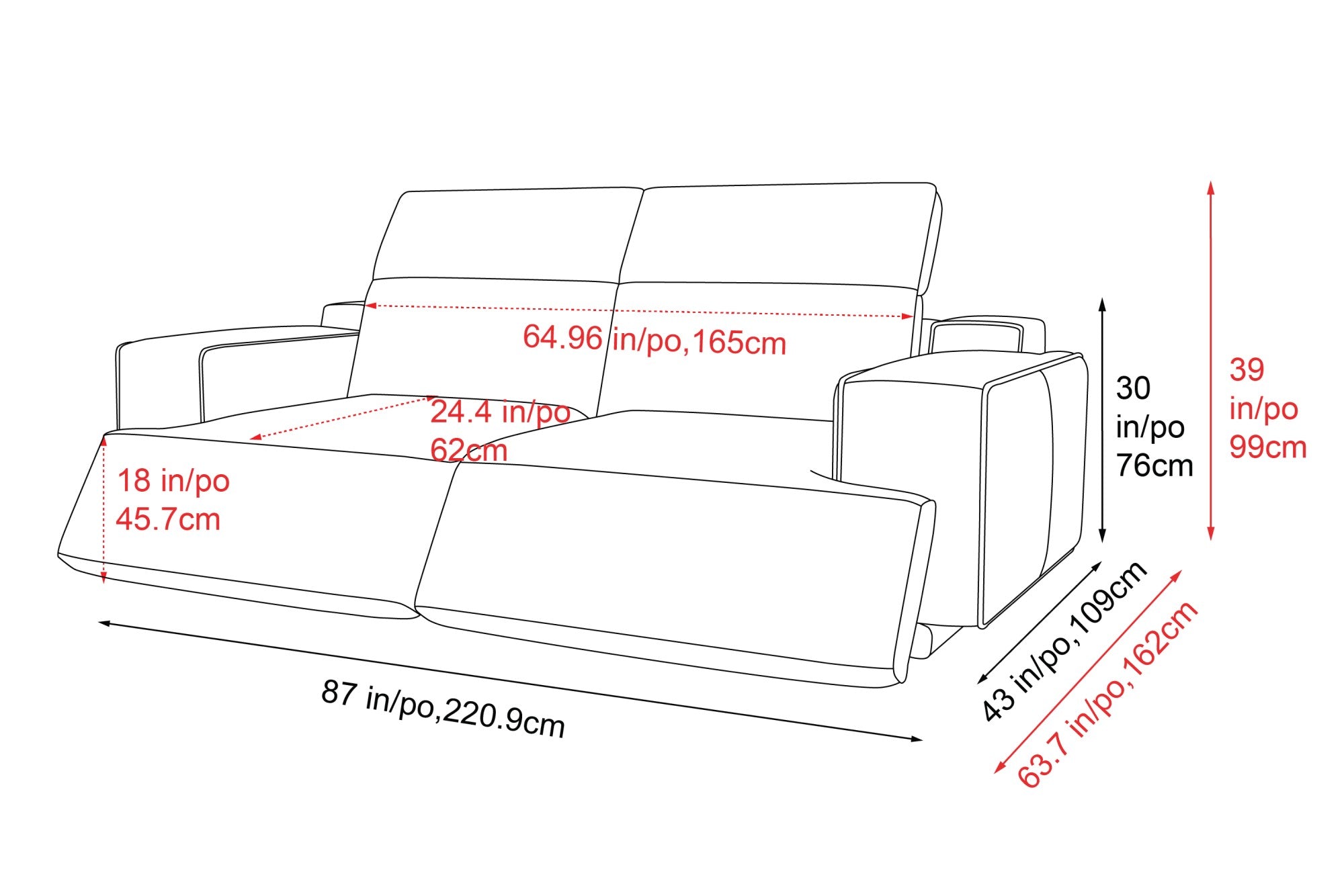 Valentina Leather Recliner Sofa