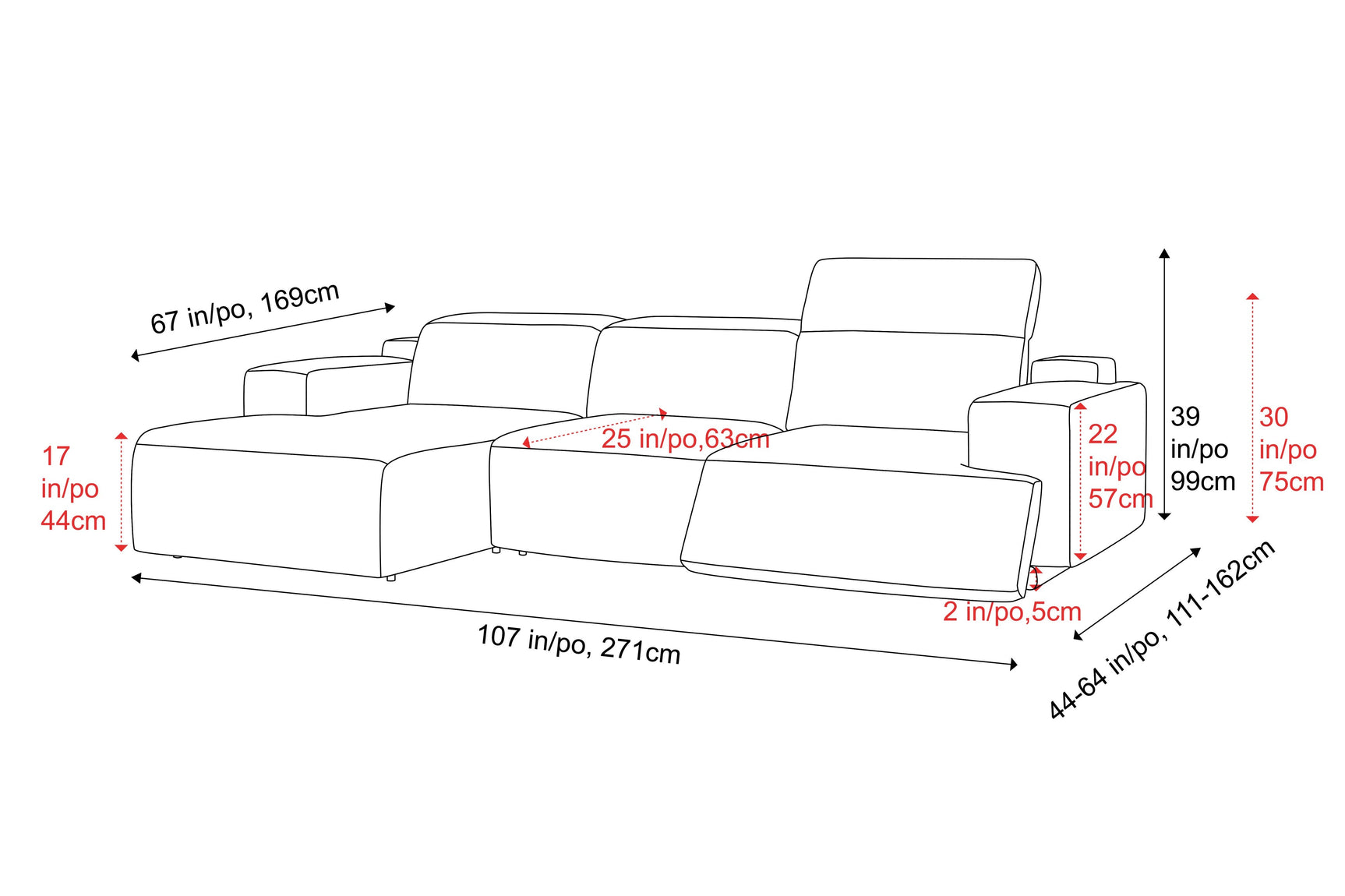 Valentina Leather Recliner Sectional Sofa