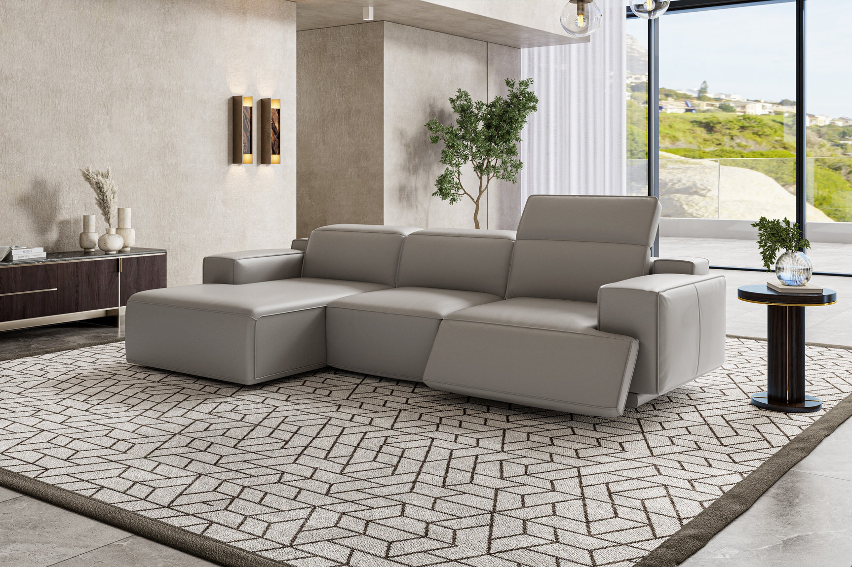Valentina Leather Recliner Sectional Sofa