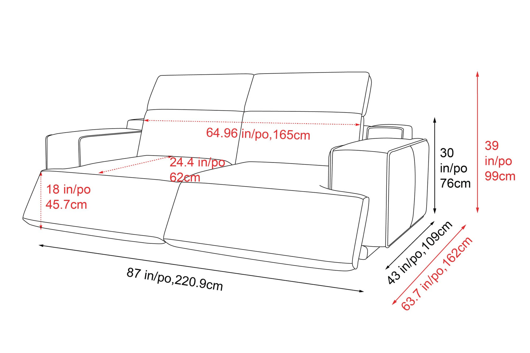 Valentina Leather Recliner Sofa