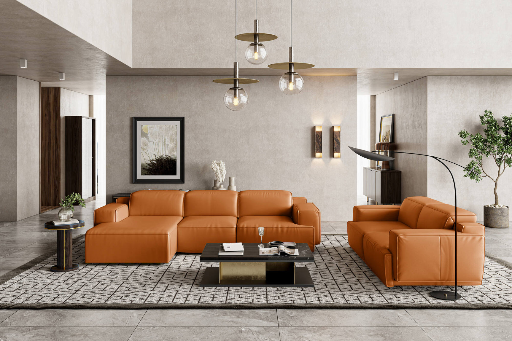 Valentina Leather Recliner Sectional Sofa