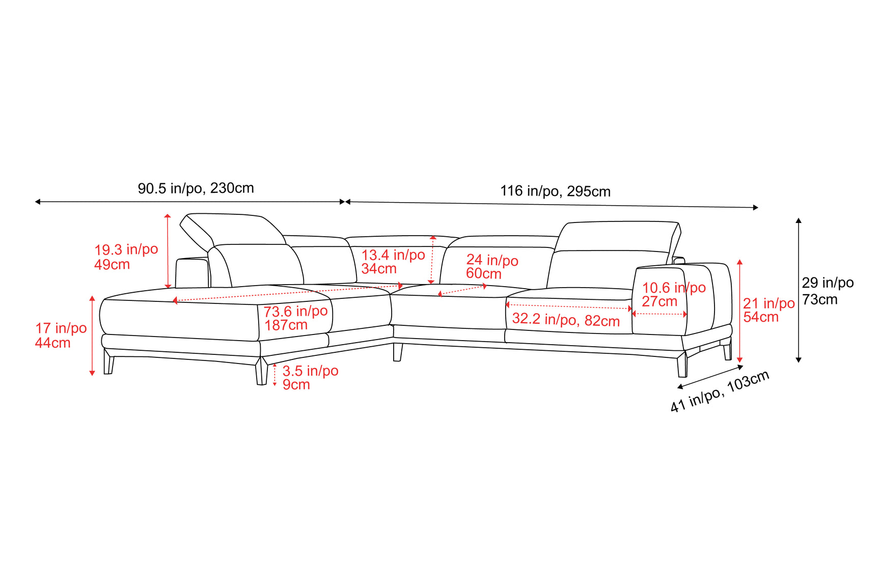 Valletta Leather Corner Sectional Sofa