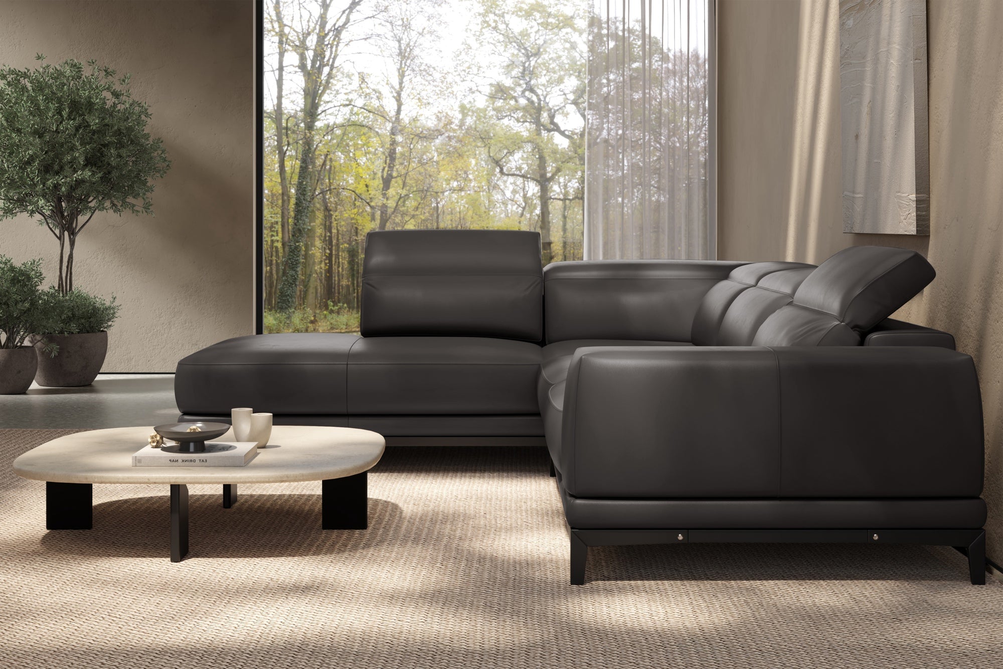 Valletta Leather Corner Sectional Sofa