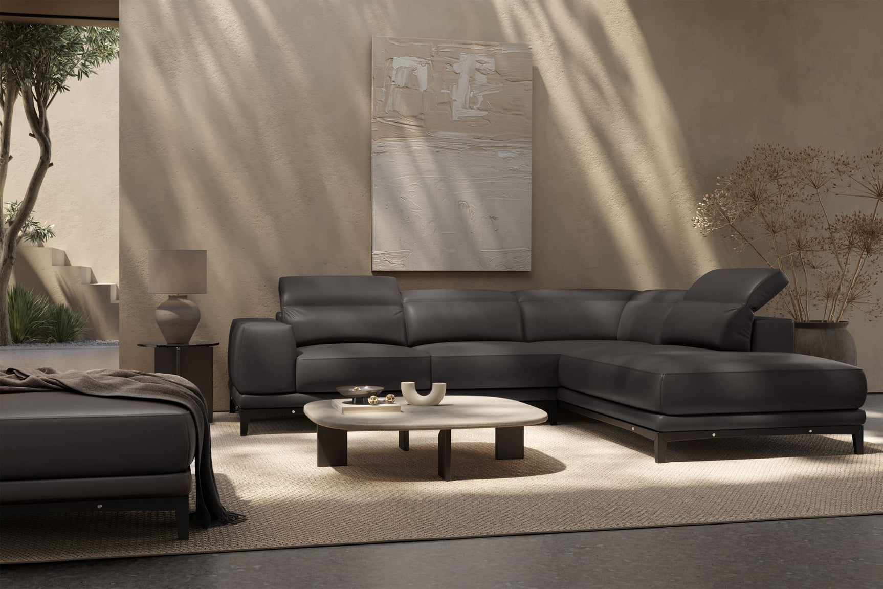 Valletta Leather Corner Sectional Sofa