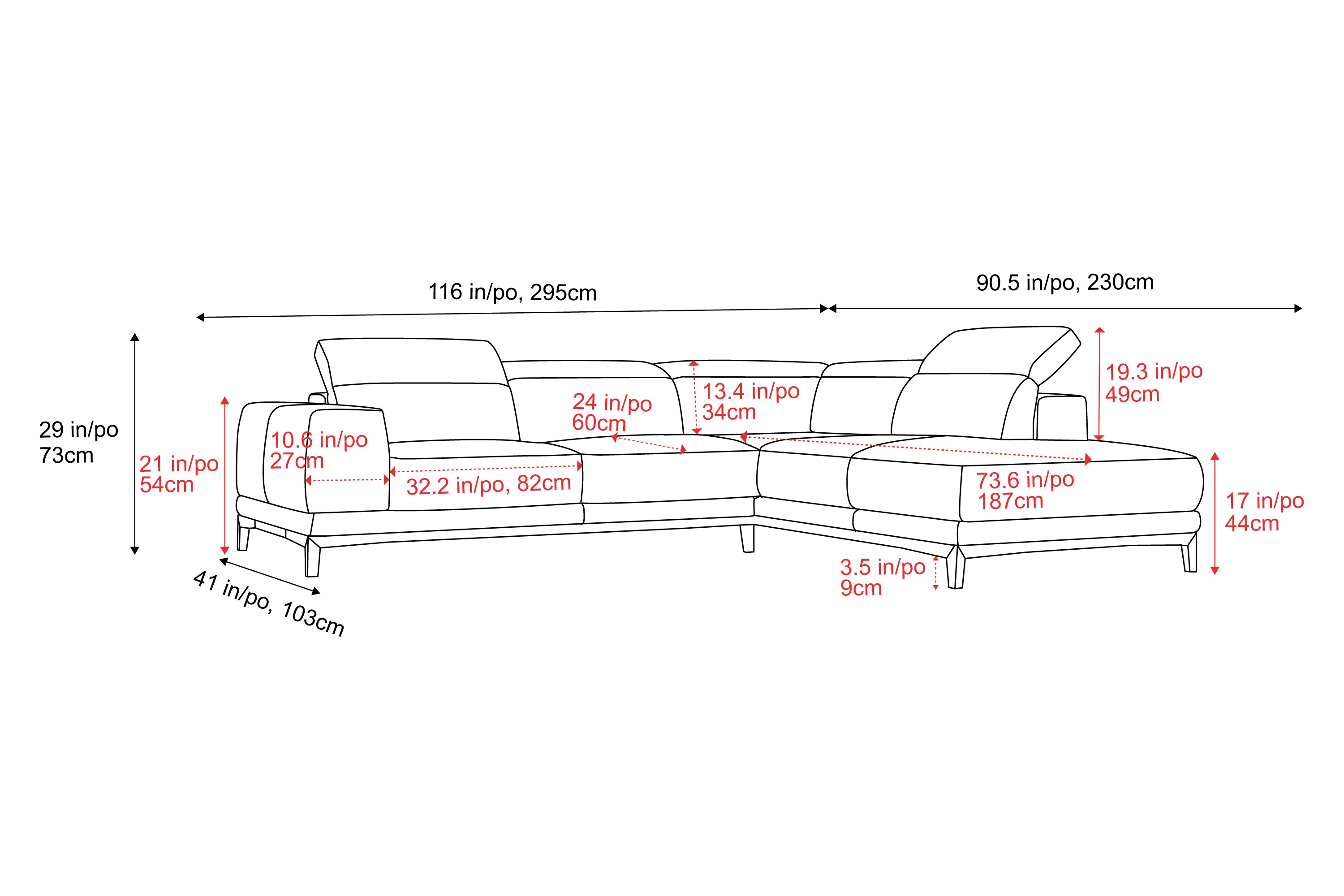 Valletta Leather Corner Sectional Sofa