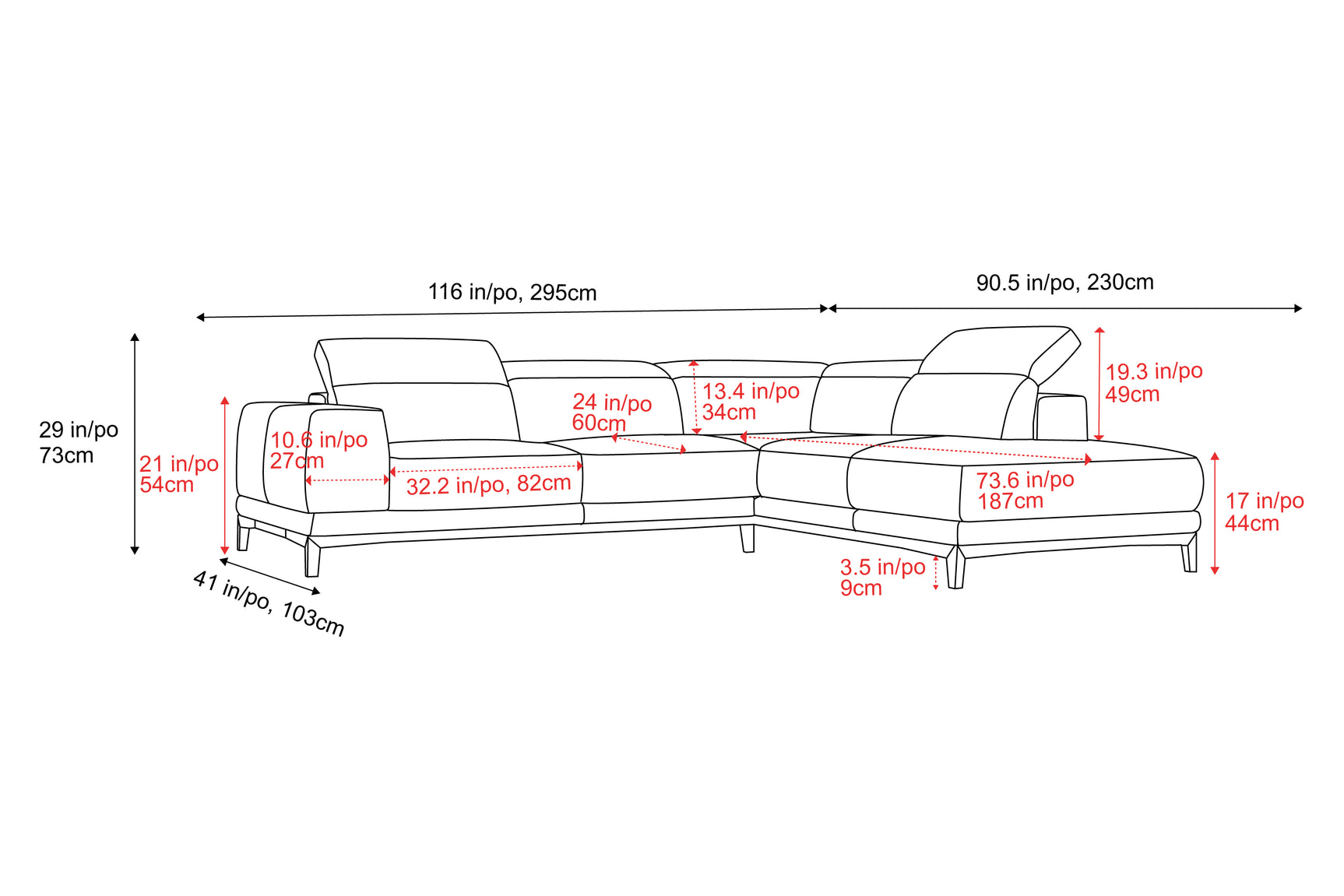 Valletta Leather Corner Sectional Sofa