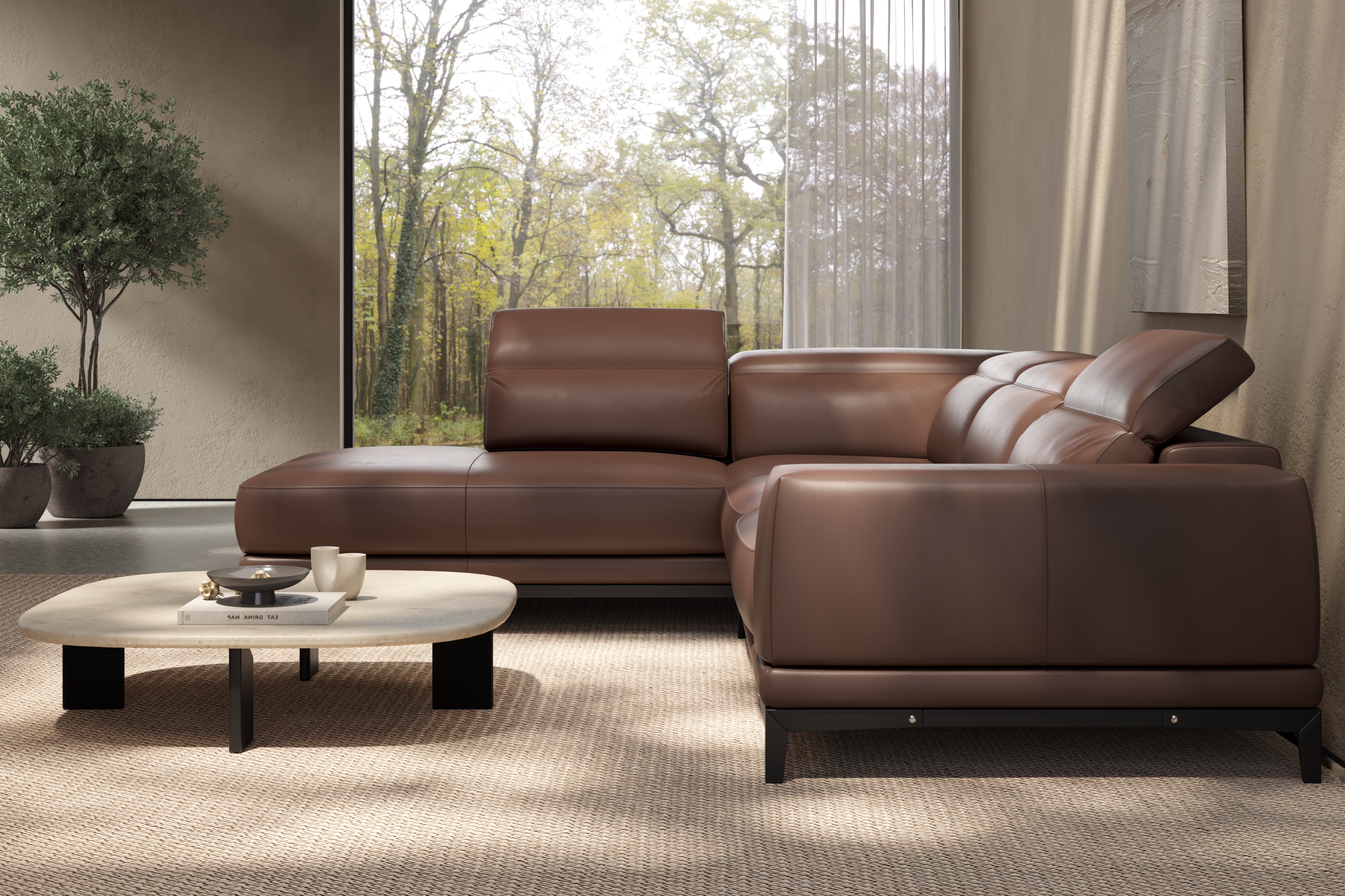 Valletta Leather Corner Sectional Sofa
