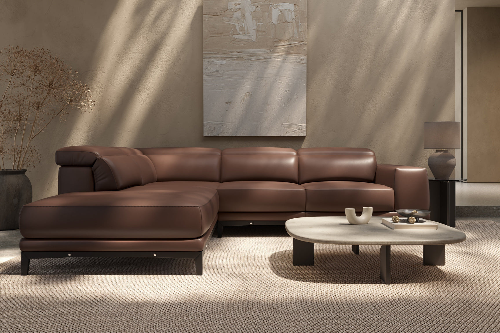 Valletta Leather Corner Sectional Sofa