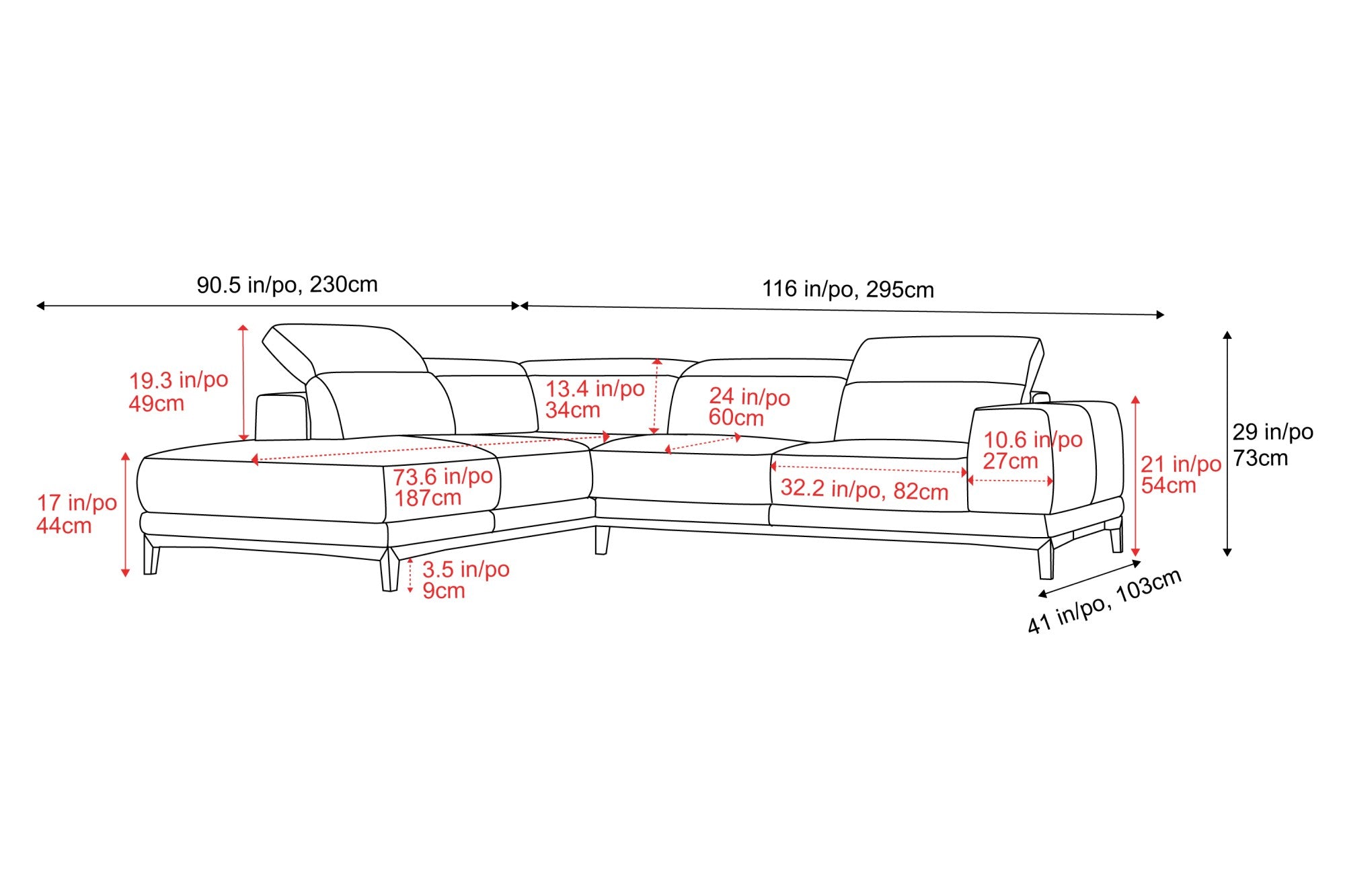 Valletta Leather Corner Sectional Sofa