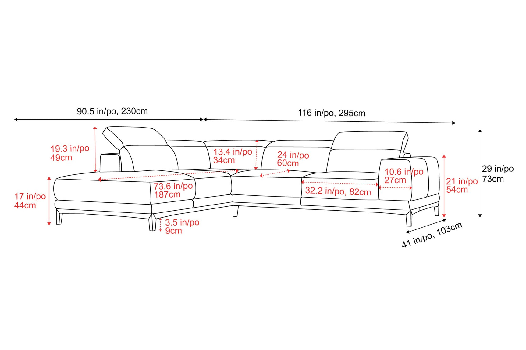 Valletta Leather Corner Sectional Sofa