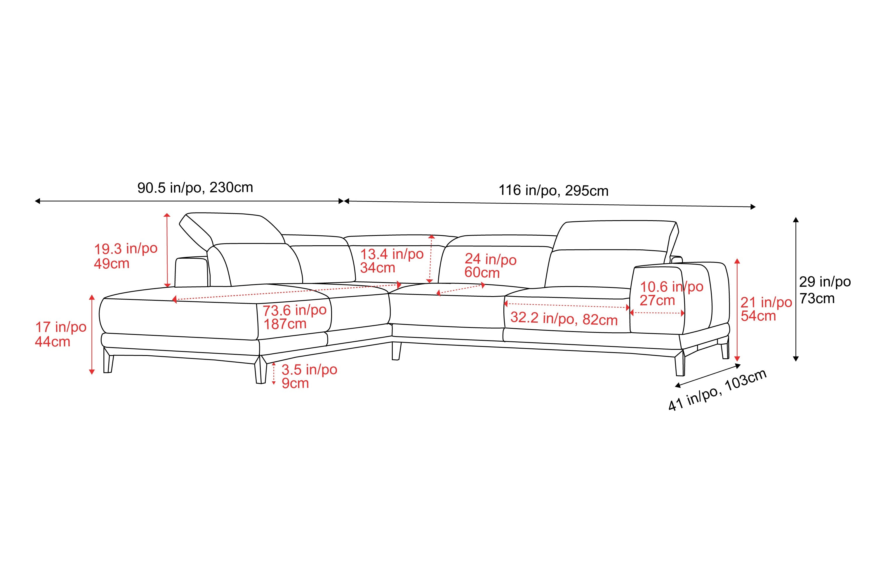 Valletta Leather Corner Sectional Sofa