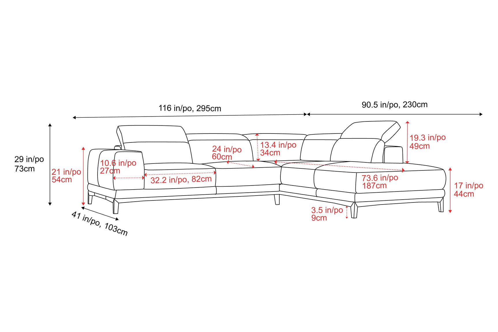 Valletta Leather Corner Sectional Sofa