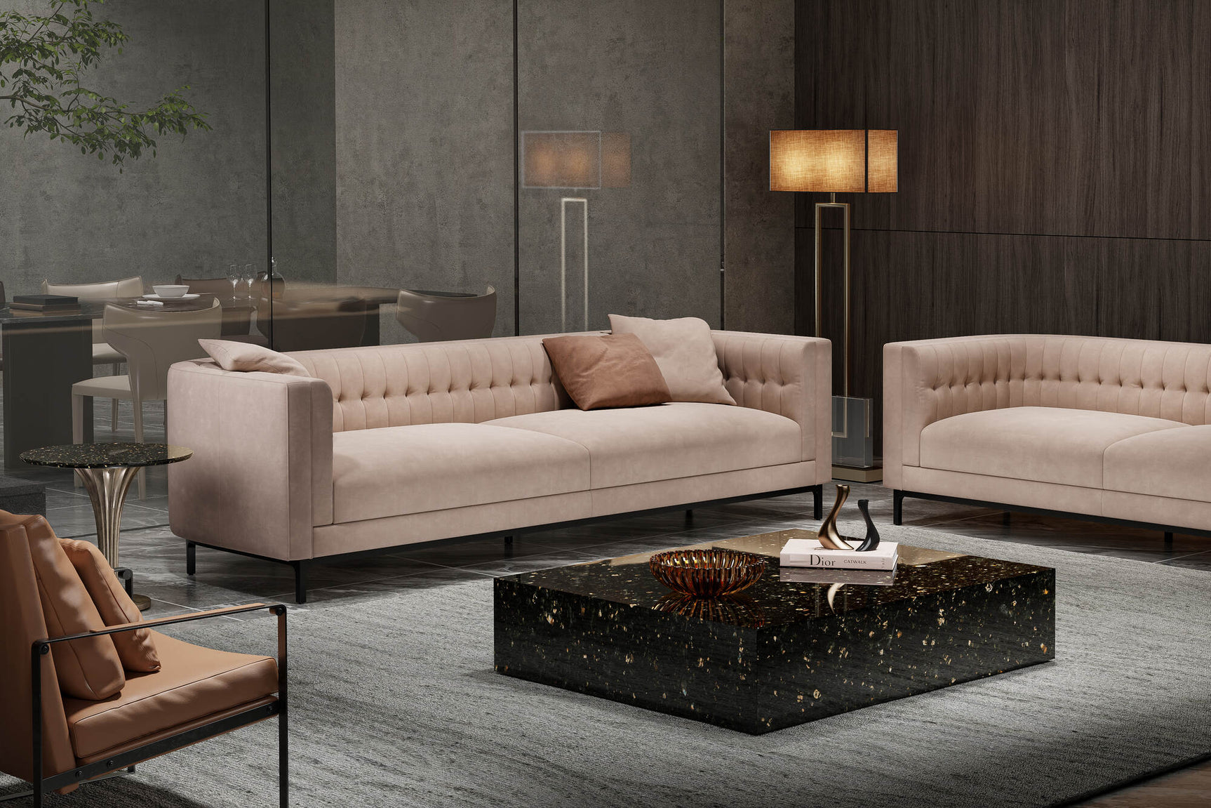 Zorion Velvet Fabric Sofa