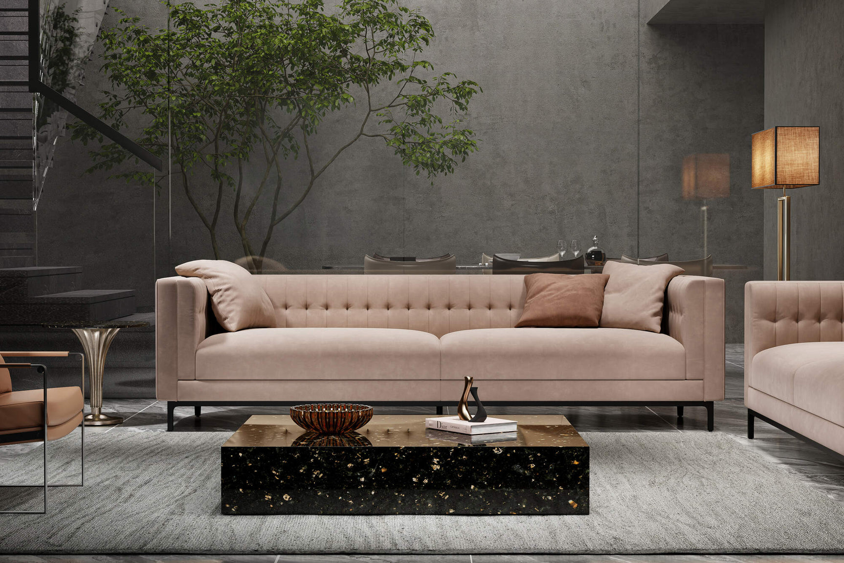 Zorion Velvet Fabric Sofa