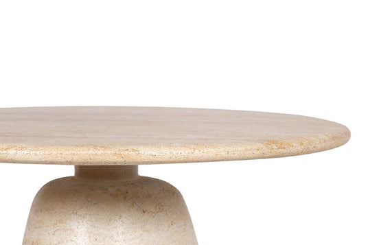 Ainsley Travertine-Look Concrete Side Table - Small Footprint, Solid Feel
