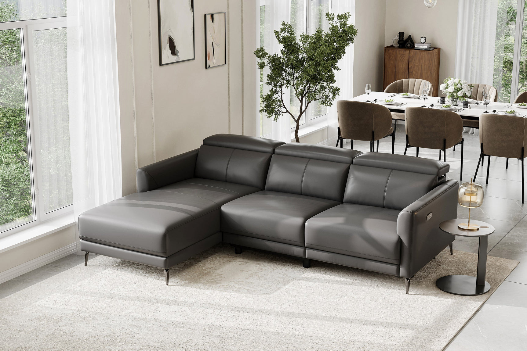 Andria Leather Reclining Sectional Sofa