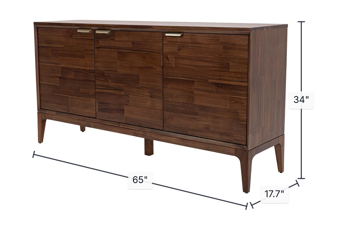 Ashby sideboard dimensions: 65 in wide, 17.7 in deep, 34 in high