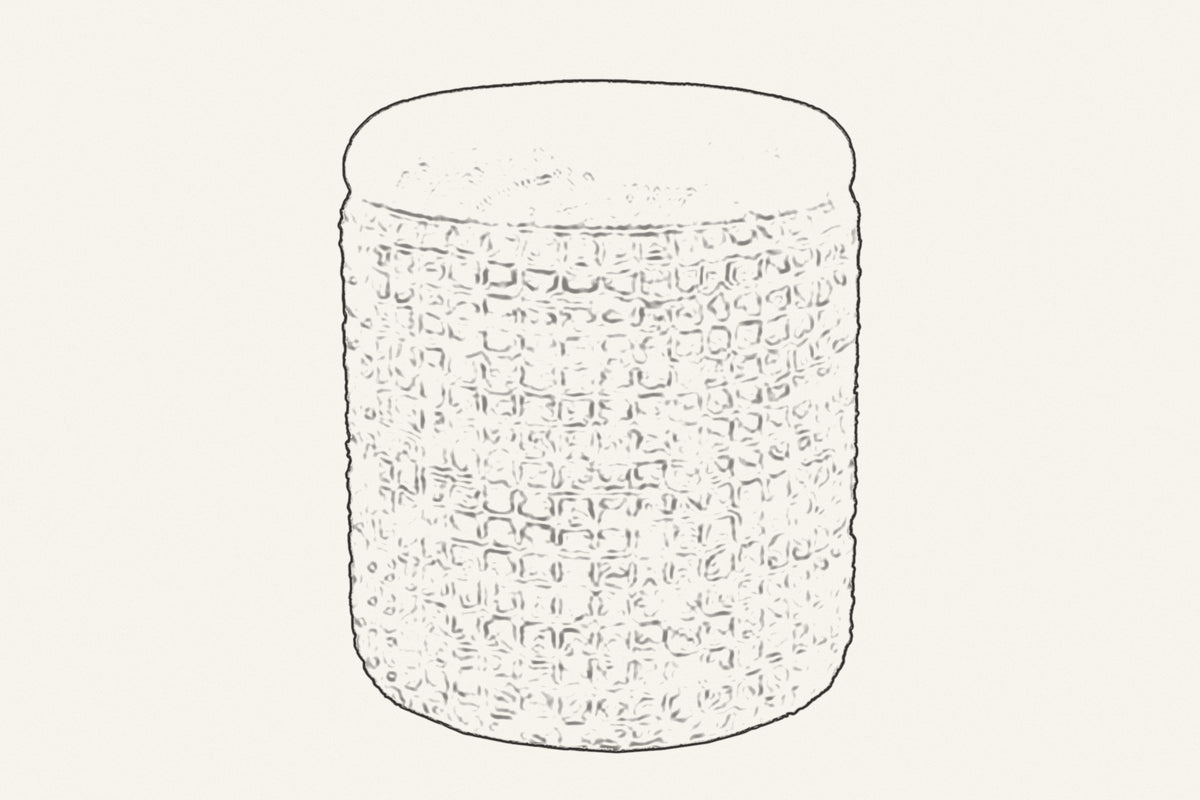 Line drawing of the Balme round storage pouf