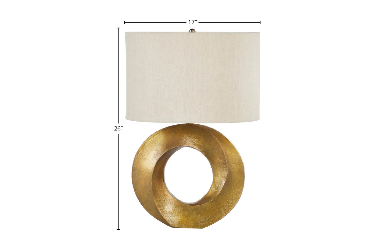 Bastien table lamp dimensions: 17 in wide and 26 in high