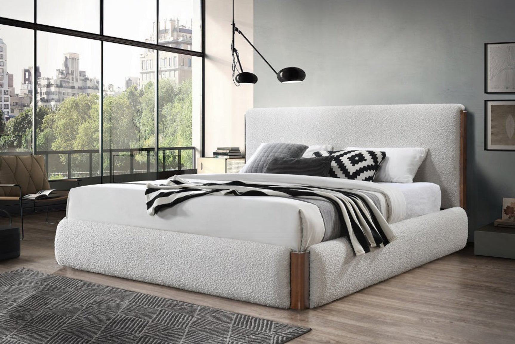 Reggie Upholstered Platform Bed - Cream