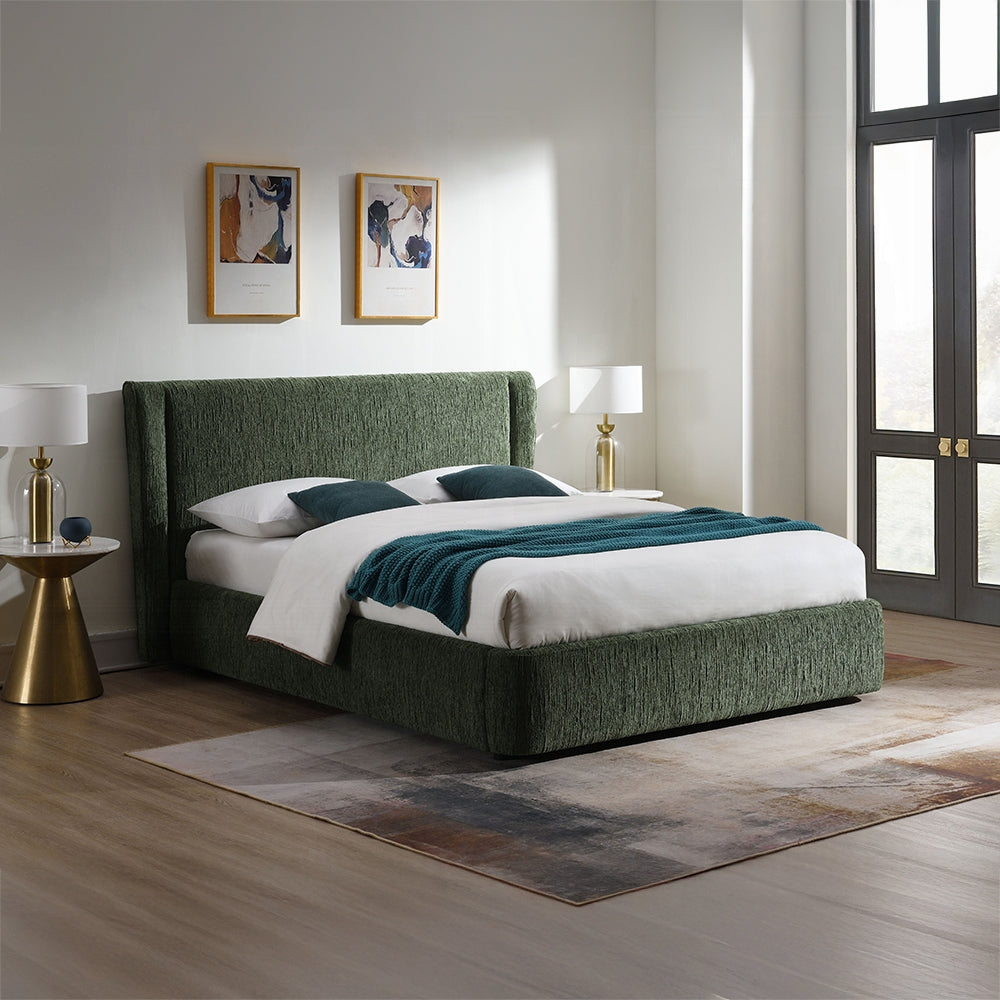 Purus Upholstered Platform Bed - Green