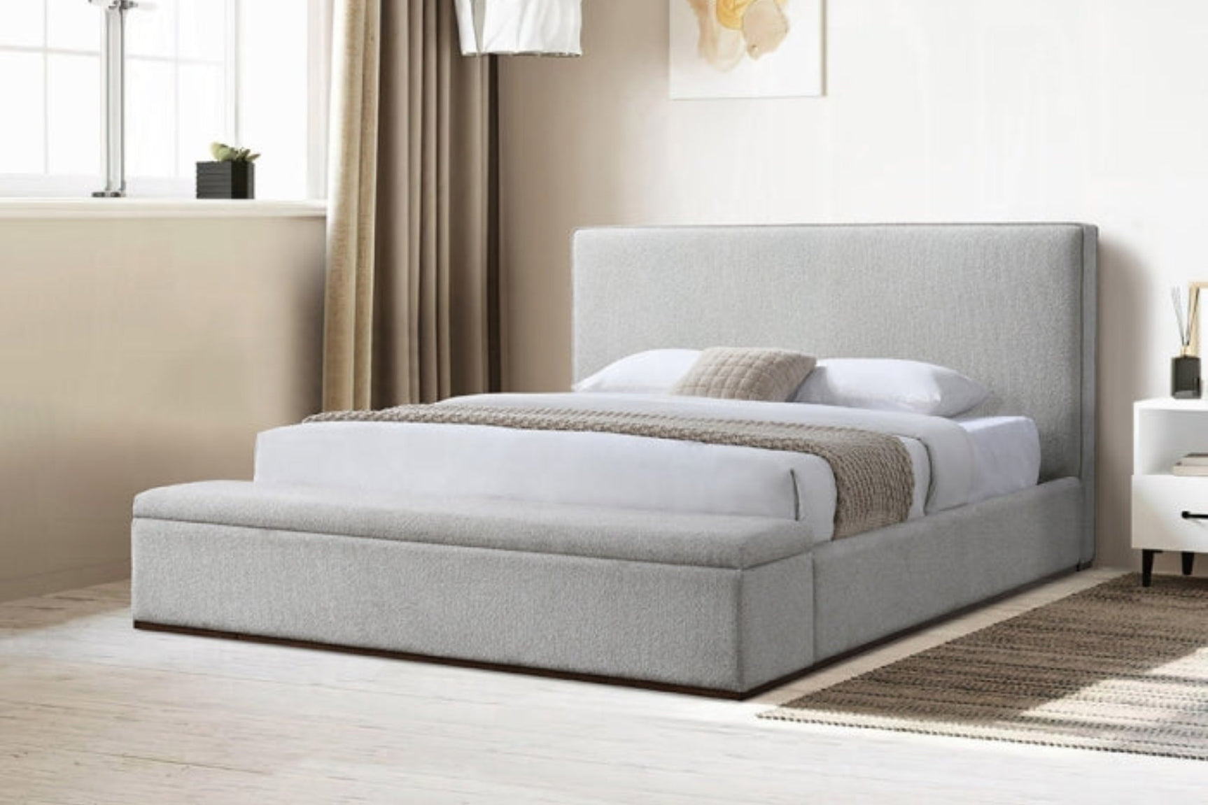 Daisy Storage Upholstered Platform Bed - Grey
