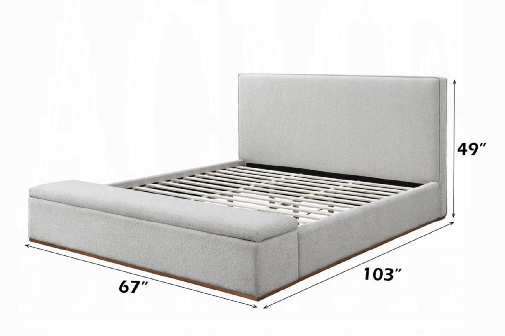 Daisy Storage Upholstered Platform Bed - Grey