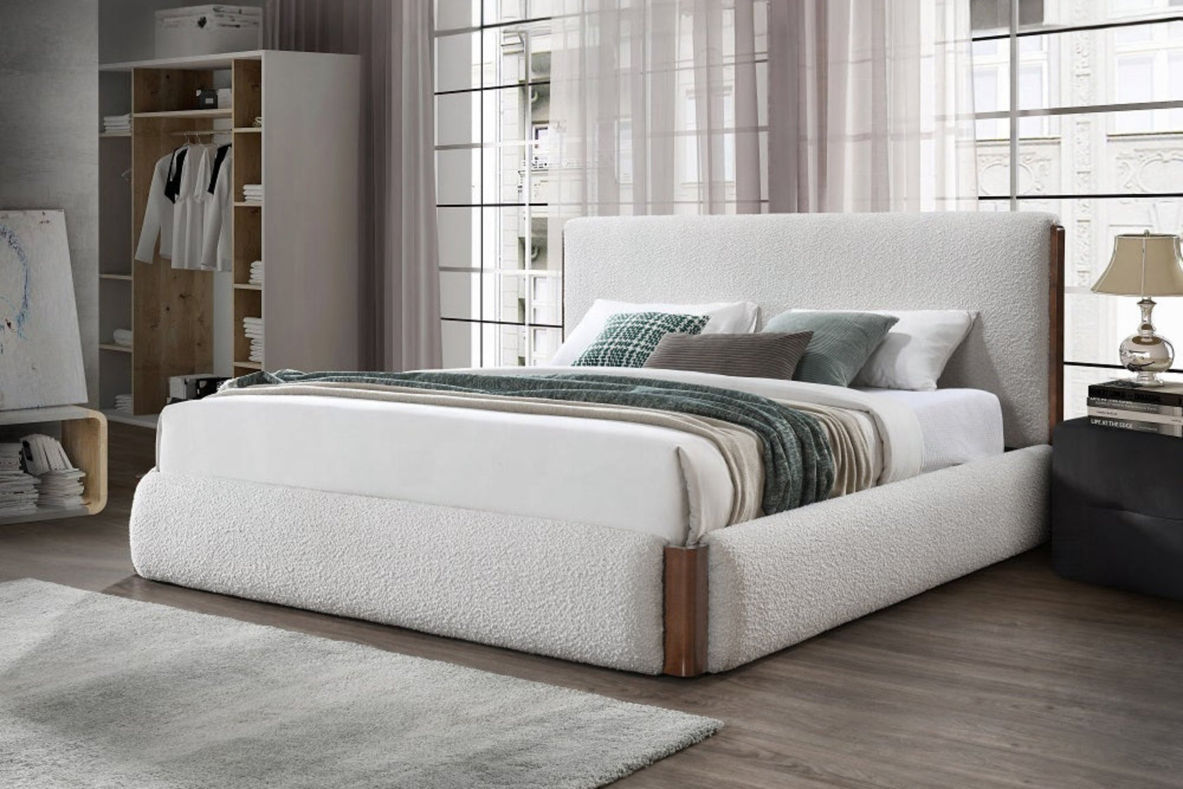 Reggie Upholstered Platform Bed - Cream