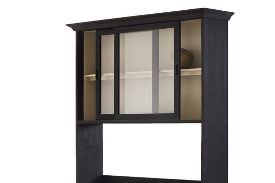 Bramwell Wood Hutch and Sideboard with Glass Doors - Glass-Front Upper Hutch