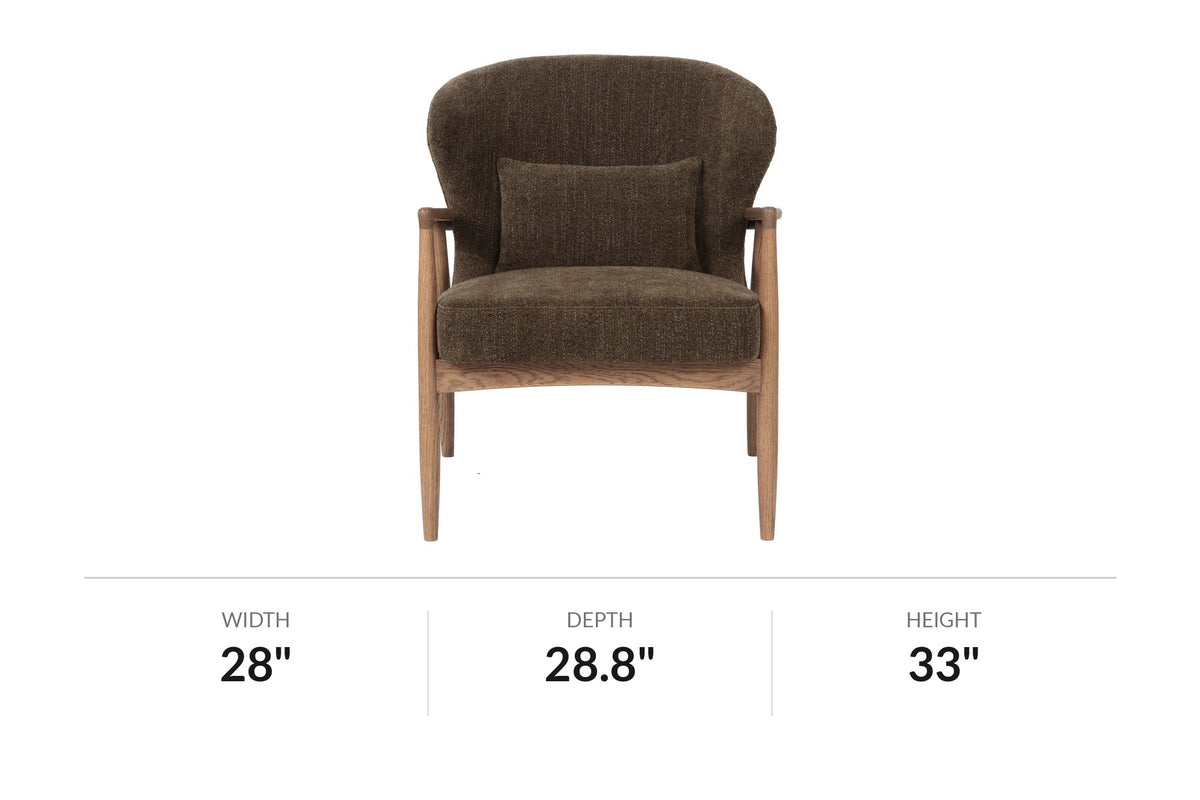 Briar accent chair dimensions: 28 in wide, 28.8 in deep, 33 in high